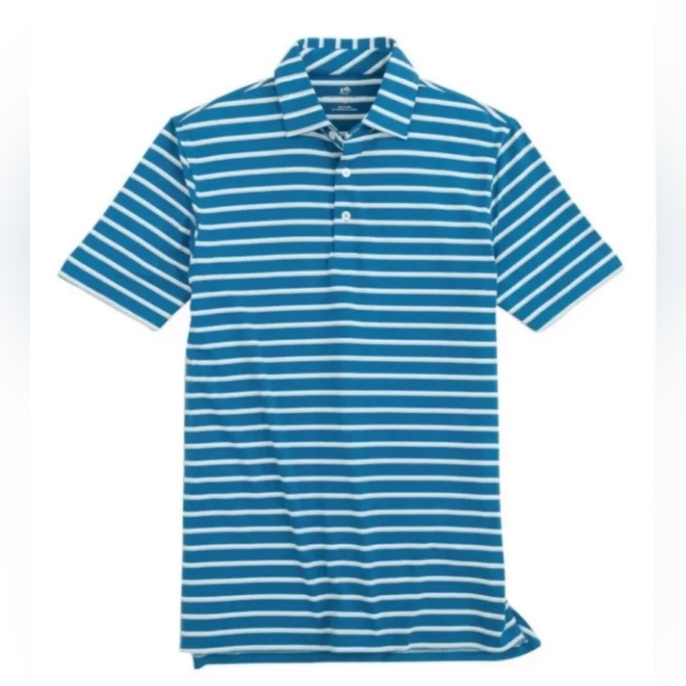 NWT Southern Tide Men's Heather Blue Sapphire Ryder Greer Striper Polo Shirt